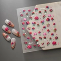 Adesivi per unghie 5D con rose rosse a rilievo FEB-852 e decorazioni floreali tridimensionali - Stile Floreale Rosa Rossa (FEB-852)