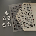 5D Nailart-Aufkleber mit schwarzen Gentleman-Mustern wie Schnurrbart, Schleifen und Strass - Gentleman-Serie (CO-289)