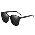 Classic oversized black sunglasses with silver triple dot rivets on polished frames - Three Dots Black