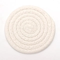 Minimalist cream white cotton woven coaster with round spiral pattern and heat resistance - 18cm / White