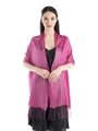 Pink metallic shimmer scarf with fringe tassels for party and evening wear - Standard / 180x70cm / Rose Red