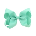 4-inch mint green grosgrain ribbon hair bow clip for girls with a handmade finish - Mint Green (#21)