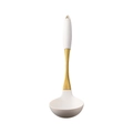 White silicone soup ladle with gold plated stainless steel handle for kitchen cooking - Soup Ladle / White