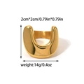Bague en U en acier inoxydable doré de 2cm, d'un poids de 14g pour femmes - US 6 / Or Forme U
