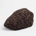 Détail du béret à imprimé léopard en similicuir suédé doux pour la mode automnale - 58-60CM / Béret / Marron