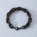 Men's hip hop black stainless steel twisted link bracelet with robust lobster clasp - 11mm / 19cm / Black
