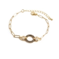 HipHop gold-plated chain bracelet with black and white zircon stone inlay on white background - Black