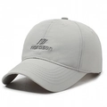 Light grey breathable quick-dry baseball cap with black narason logo embroidery - Adjustable / Light Gray