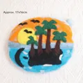 Handmade island sunset felt phone bag with colorful palm tree design, 17x16cm size - Coin Purse (No Strap) / Island Coconut Coin Purse