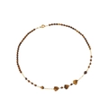 Collar de cuentas de ojo de tigre marrón con colgantes de corazón y toques dorados - Estilo de Colgante de Corazón (6#)