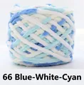 Filato di ciniglia grosso blu bianco e ciano colore 66 per lavori a maglia e uncinetto - Blu Bianco Ciano