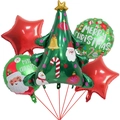 Set di 5 palloncini natalizi con albero, stelle rosse e stampe Merry Christmas festive - Set da 5 Albero di Natale