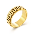 Anillo giratorio antiestrés de estilo neutro en acero inoxidable dorado con textura - Talla 8 / Dorado