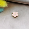 Pink five-petal flower charm with gold edges on champagne silk background - Pink
