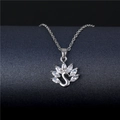 Collier élégant avec pendentif paon en acier titane et zircons étincelants - TL12 (Avec Chaîne)