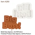 Big Boss alphabet silicone mold with brown chocolate letter toppers for cake decoration - Gray
