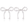 Handmade faux pearl bow earrings featuring vintage style drops and a polished finish - ZW1747 Gold French Pearl Bow