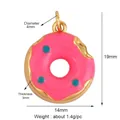 Pink enamel donut pendant DIY accessory in gold plated metal finish for jewelry making - Bitten Donut (AAF6813)