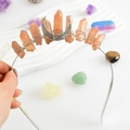 Orange raw crystal crown headband with silver crescent moon detail for weddings - Coffee