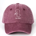 Berretto da baseball in cotone lavato bordeaux con ricamo di dinosauro e scritta TEA-REX - Taglia unica / Borgogna