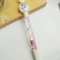 Cute pink glitter liquid sand pen with white 3D bunny head topper and 100% Girl text - White Rabbit