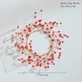 Red berry Christmas wreath with golden wire frame for holiday DIY decor, 20cm size - Red Large Wreath