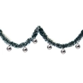 2M Dark green Christmas garland with snow edges and shiny silver ball ornaments - Dark Green White Edge + 6 Silver Balls