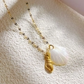 Golden sea shell pendant necklace with mother of pearl detail in 18K gold plated steel - Conch Style