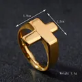 Polished gold stainless steel cross ring measuring 1.9cm by 1.5cm weighing 7.4g - US 6 / Cross / Gold