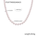 Collana con perle d'imitazione bianche da 8mm stile coreano 40 più 5cm regolabile - Bianco / 8mm