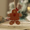 Gingerbread man resin hanging ornament with red bow and white icing for Christmas tree - Gingerbread Man Style 2