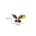 F136 titanium butterfly stud with black zircon stones in a gold finish, 1.2x8mm - Gold Black
