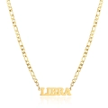Detail of 18K gold stainless steel Libra zodiac necklace pendant on a white background - Gold Libra
