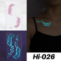 Luminous blue waterproof temporary tattoos with feather and star patterns for festivals - Hi-026 (Starry Feather)