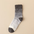 Men's winter coral fleece sleep socks in grey and white gradient striped pattern - One Size / Dark Gray