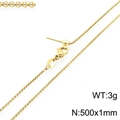 Adjustable 18k gold plated box chain necklace with lobster clasp, 500mm x 1mm - 500mm x 1mm / Gold (3g) (KN293054-ZWY)