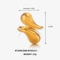 Minimalistischer offener Ring aus Edelstahl mit 18K Vergoldung im Tropfendesign - Goldener Tropfenring