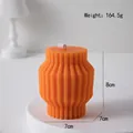 Orange cylindrical ribbed geometric candle for home decor 164g handmade craft pillar - Orange