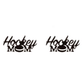 Minimalist black stainless steel Hockey MOM stud earrings with geometric cutouts - Hockey MOM / Black