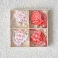 Nordic wooden Christmas tree ornaments set with red and white snowflake prints in a box - Pine Tree-5CM-20Pcs