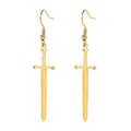 Elegant 18k gold plated stainless steel long sword dangle earrings for women - Gold