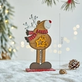 21cm wooden Christmas reindeer ornament with red scarf and Welcome sign decoration - Christmas Reindeer A