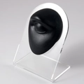 Black silicone eye model on clear acrylic stand for lash and tattoo practice - Black-Eyes