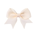 Close-up of cream grosgrain ribbon bow with elegant symmetrical texture for hair clips - Off White (815)