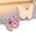 Bunter Emaille-Schmetterlingsanhänger mit Vergoldung für DIY-Schmuck und Bastelarbeiten - Bedruckter Schmetterling (18x19 mm-SN19059)