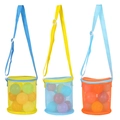 Three colorful mesh beach toy bags with adjustable straps and zipper closure - Mesh Bucket 3pcs Set (Boy Colors) / 15*17cm
