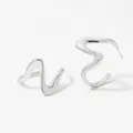 Polished silver stainless steel earrings with unique irregular spiral wave design - Silver (PD3158)