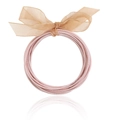 Bracciale a molla multistrato in oro rosa con ciondolo decorativo con fiocco in organza champagne - Molla rosa cipria con set di fiocchi (30209)