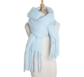 Thick mohair scarf in light blue with fringe tassels on a professional display - Light Blue