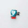 Piercing dermal cœur en zircon bleu 6mm avec base filetée en acier inoxydable sombre - 6mm / Bleu Mer (2#Bleu Mer)